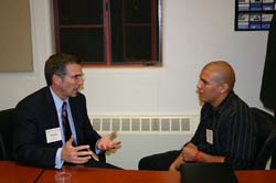 B&TP Mentor Fleming Jones (McDermott & Bull Executive Search) gives advice to alumnus David Garcia '06