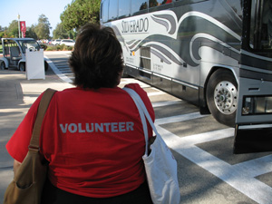 Person wearing volunteer shirt