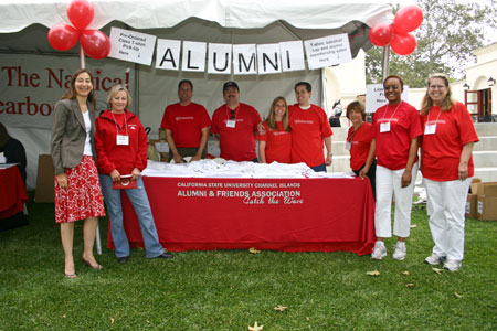 Group of the alumni volunteer team at an event