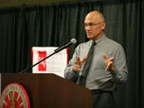 Puzder speaking to the audience