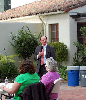 President Rush speaking to students