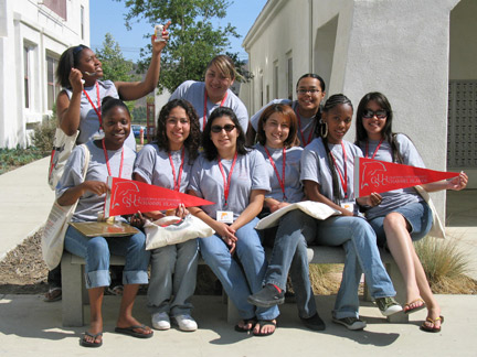 Photo of EOP students in Anacapa Village student housing.