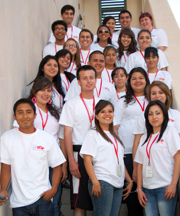 Photo of EOP students on housing stairs at CI.