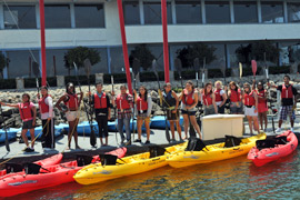 Photo of EOP students on kayaks at Channel Islands Harbor.