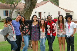 Photo of EOP students in front of CI's Student Union.