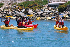 Photo of EOP students in kayaks at CI's Waterfront Center.