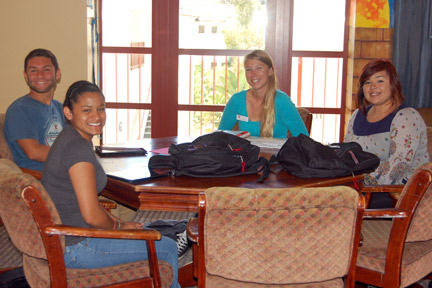 Photo of four EOP students hanging out.