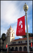 picture of CSU Channel Islands Bell Tower and banners