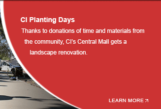Thanks to donations of time and materials from the community, CI’s Central Mall gets a landscape renovation.
