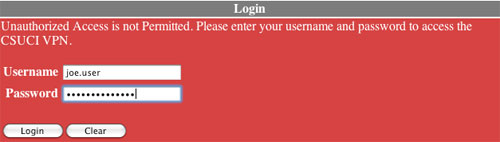CSUCI VPN Login Screen