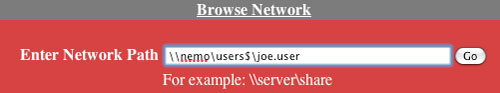 Enter network path form: "\\nemo\users$\joe.user"