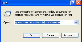 Windows "Run" dialog box