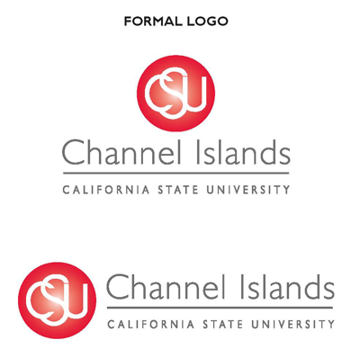 Example of formal CI logos. One has CSU dot centered above text; the second has the CSU dot to the left of the text