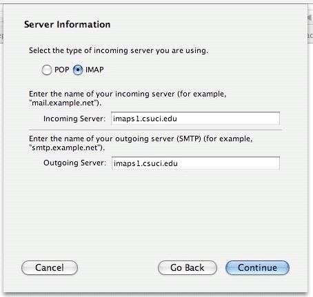 Screenshot of Server Information window