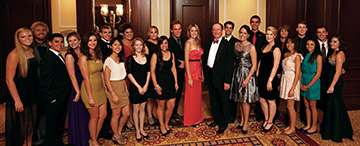 President Rush and students