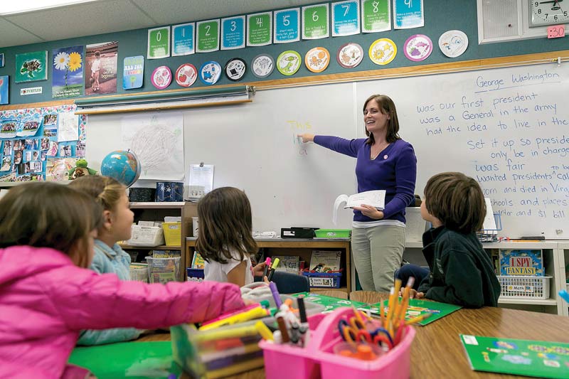 Heather Gout co-teaches a class of kindergarten and first grade students at University Preparatory Charter School