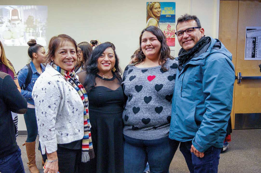 From left to right: Renay Garcia, Professor Jennie Luna, Rebecca Marquez, and Antonio Magaña