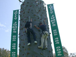 Rock climbing wall at a special campus event.