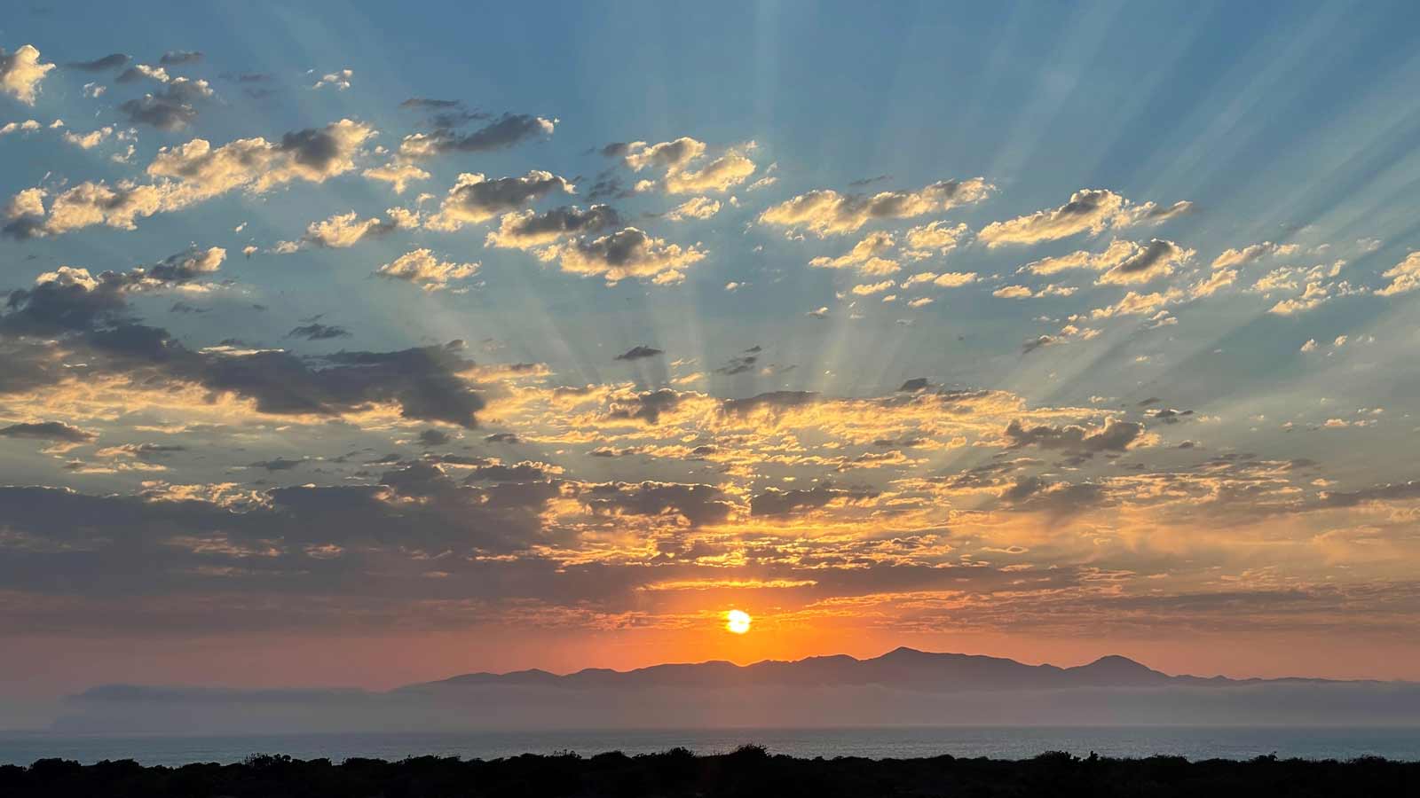 View of Santa Cruz Island during sunrise on Santa Rosa Island. 