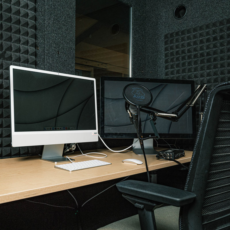 iMac and Wacom tablet in one of the recording booths