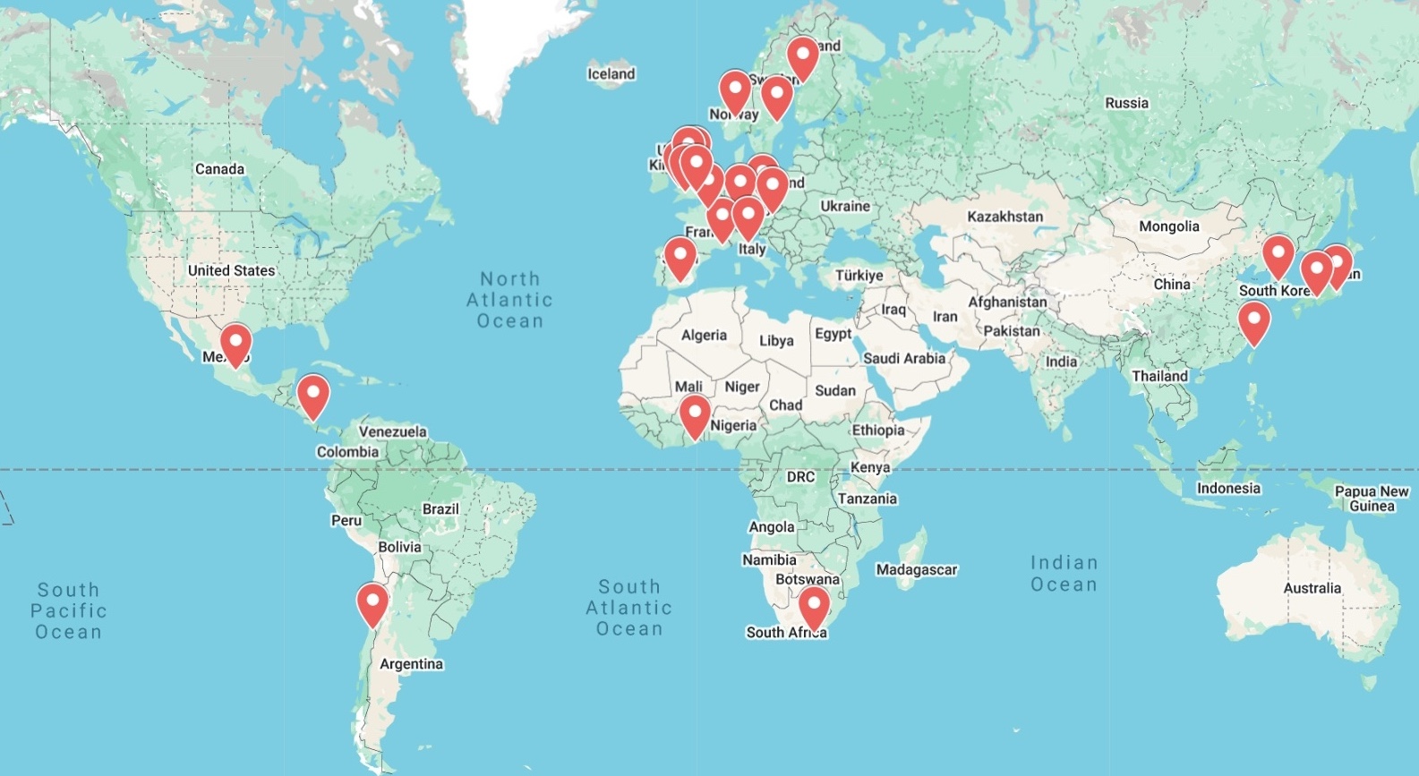 Map of Study Abroad Locations