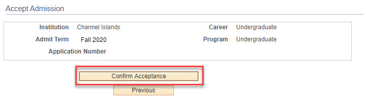 Confirming Admission Acceptance in CI Records