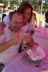 Alec and Lori Macdonald celebrate pie eating contest