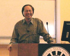 Professor teaching seminar