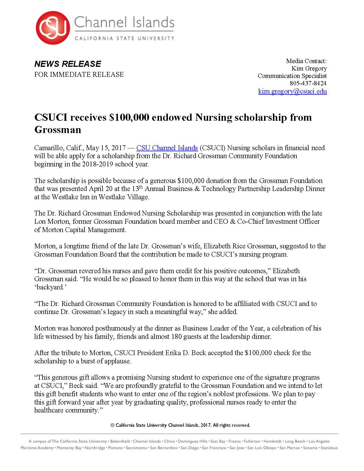 Grossman Scholarship