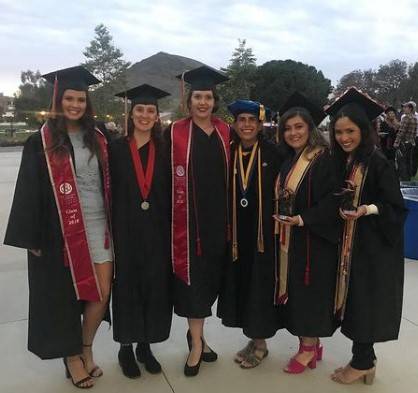 group of psych students w/ program chair on graduation day