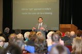 Audience continues to listen as Goodall speaks