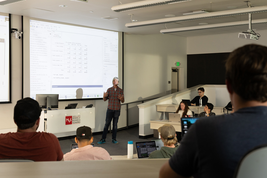 In a lecture room