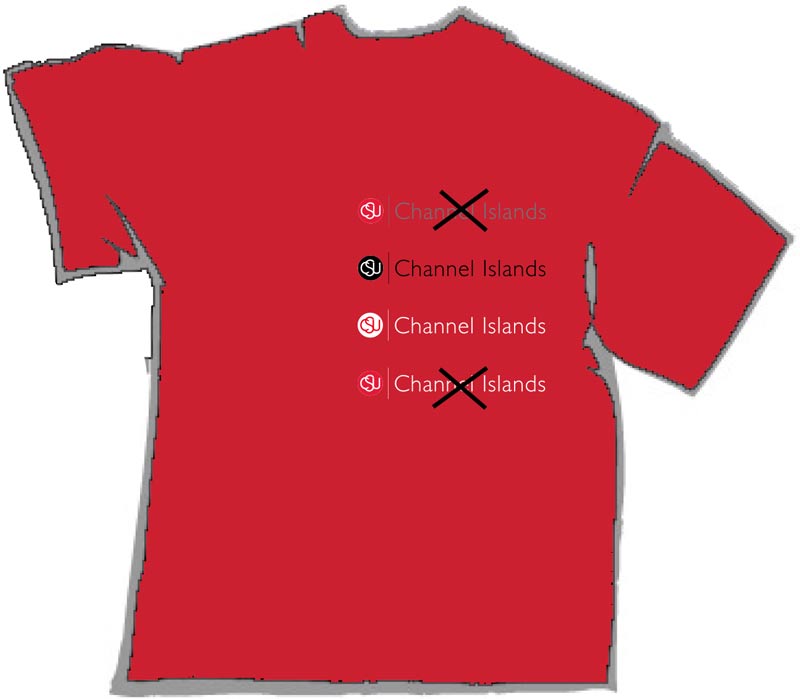 Red shirt with logo examples