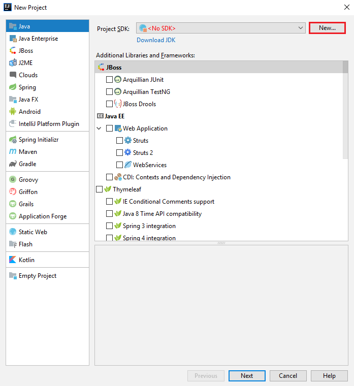 Screen on which "No SDK" error occurs