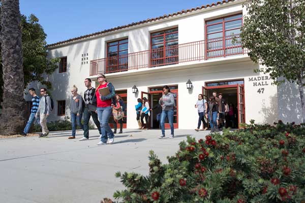 students walking at csuci campus
