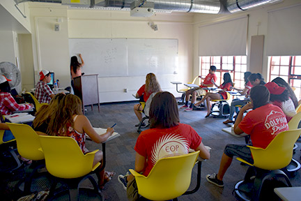 Photo of EOP students in math class.