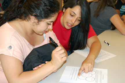 Photo of two EOP students working on a project.
