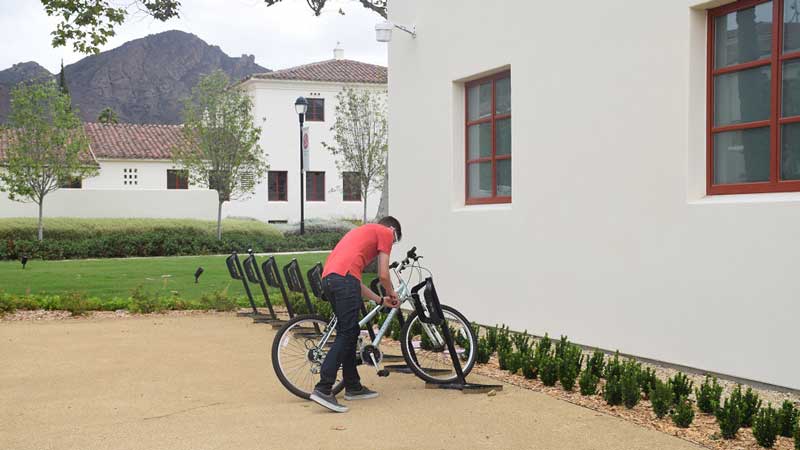 student with bike