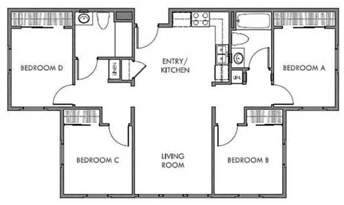 Typical 4-room Anacapa Floor Plan
