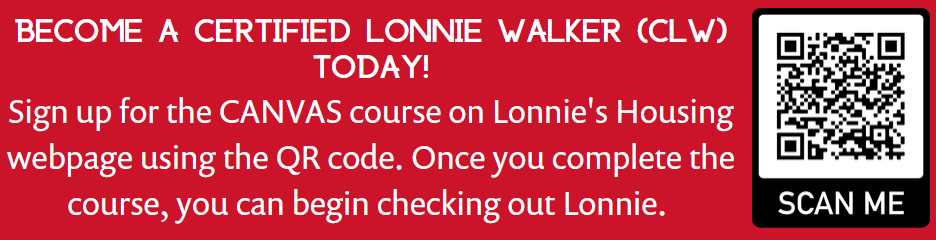 QR code to guide to Canvas course to get certified to walk Lonnie