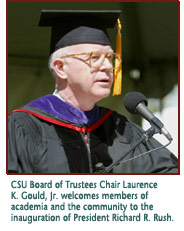 CSU Board of Trustees Chair Gould giving welcome speech