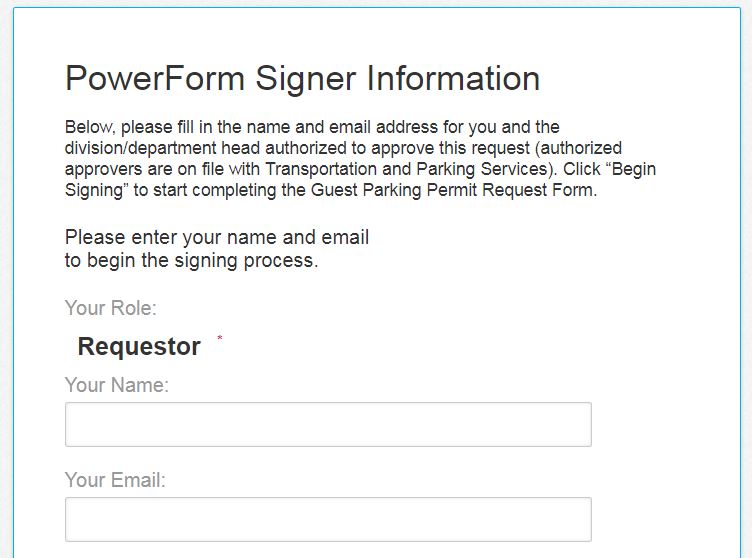 Powerform signer information page