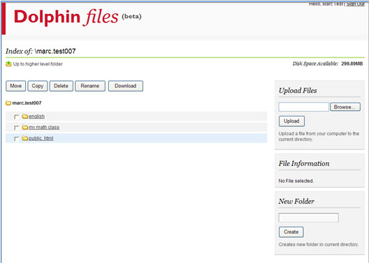 screenshot of dolphin files homepage