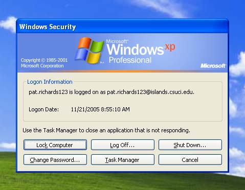 Windows Security dialog box, with 6 buttons including Change Password button