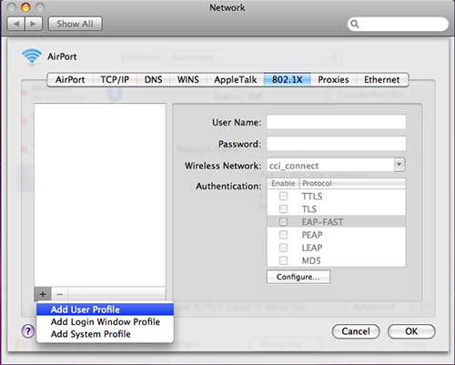 Figure 5: 802.1x Add System Profile