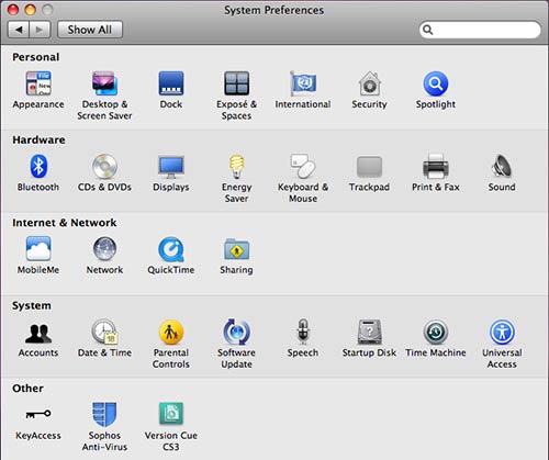 Figure 2: System Preferences