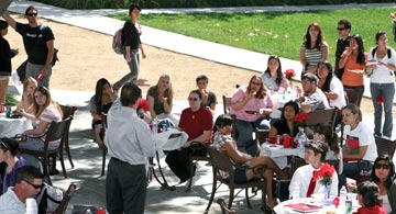 President Rush speaking to students