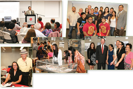 Photo collage of book presentation event