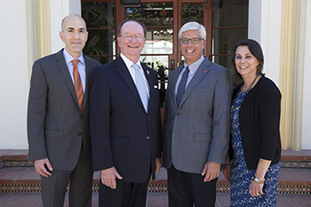 From left: Cary Rubinstein, President Rush, George Leis, and Felicia Sutherland. From left: Cary Rubinstein, President Rush, George Leis, and Felicia Sutherland.