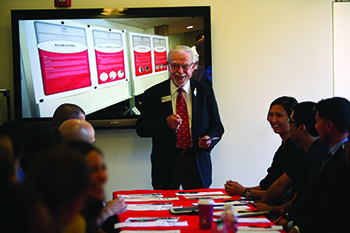 Hank Lacayo talks to Veteran Interns at their orientation session